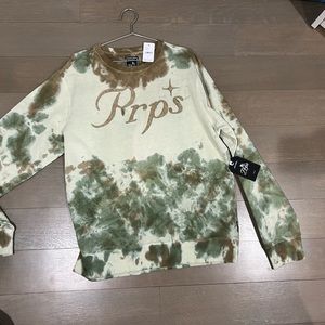 PRPS Men's Logo Sweater Sweatshirt XL Earth Tone Tie die  Long Sleeve Crew
